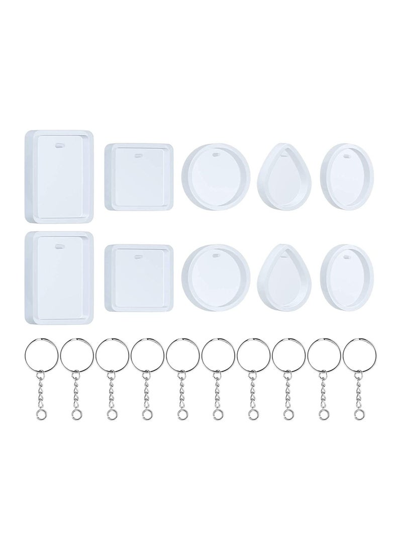 Silicone Resin Molds 20 Pcs for Jewelry Casting with Keychain Rings DIY Crafts Making or Homemade Kits Beginners - Image 1