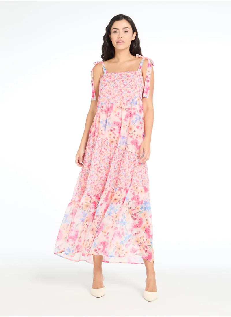 The Label Life Floral Chiffon Tiered Maxi