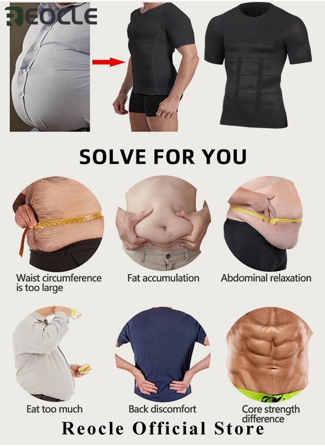 REOCLE - Men's Shaper Compression Shirt Undershirt Slimming Tank Top Workout Vest Abdomen Slim Body Shaper Athletic Compression Shirts - Image 1