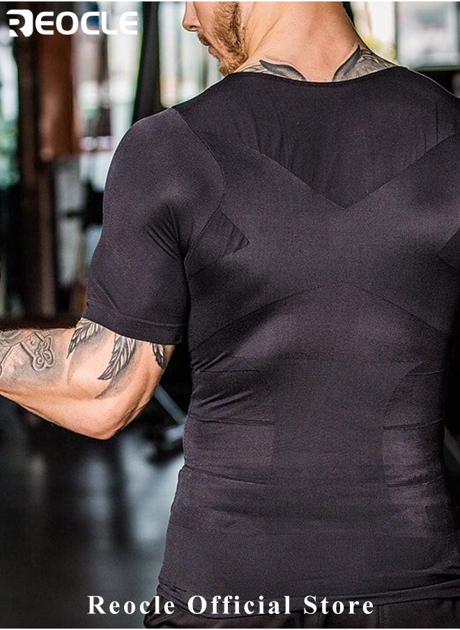 REOCLE - Men's Shaper Compression Shirt Undershirt Slimming Tank Top Workout Vest Abdomen Slim Body Shaper Athletic Compression Shirts - Image 1