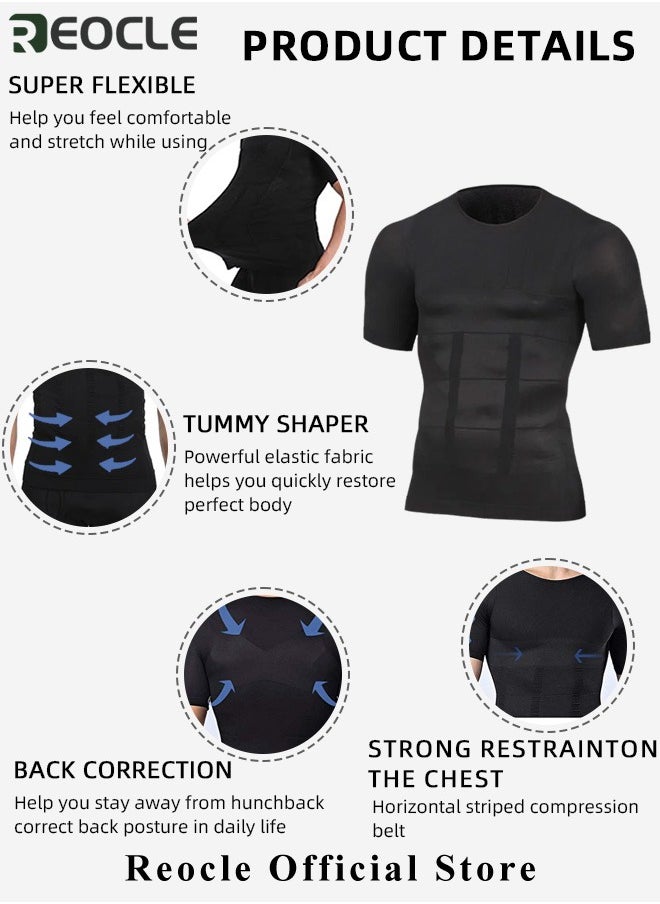 REOCLE - Men's Shaper Compression Shirt Undershirt Slimming Tank Top Workout Vest Abdomen Slim Body Shaper Athletic Compression Shirts - Image 1