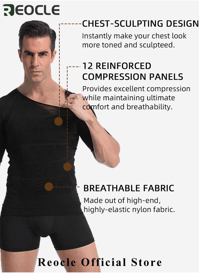 REOCLE - Men's Shaper Compression Shirt Undershirt Slimming Tank Top Workout Vest Abdomen Slim Body Shaper Athletic Compression Shirts - Image 1
