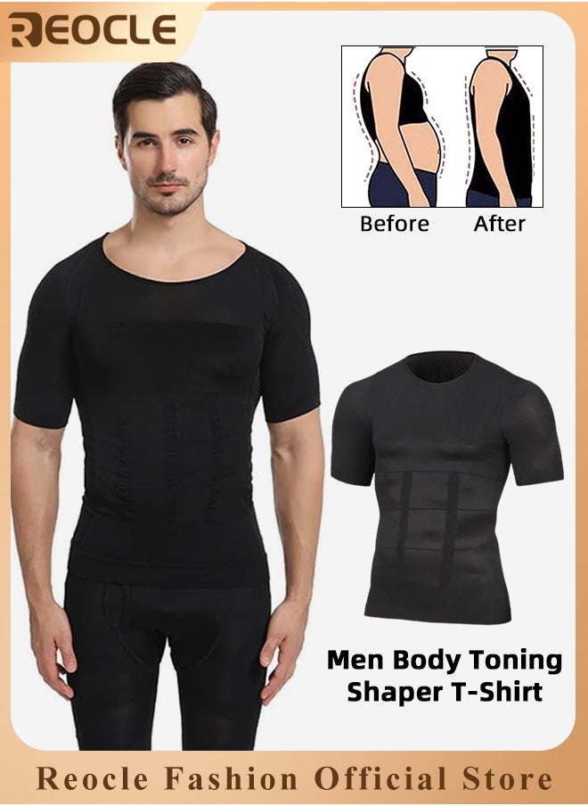 REOCLE - Men's Shaper Compression Shirt Undershirt Slimming Tank Top Workout Vest Abdomen Slim Body Shaper Athletic Compression Shirts - Image 1