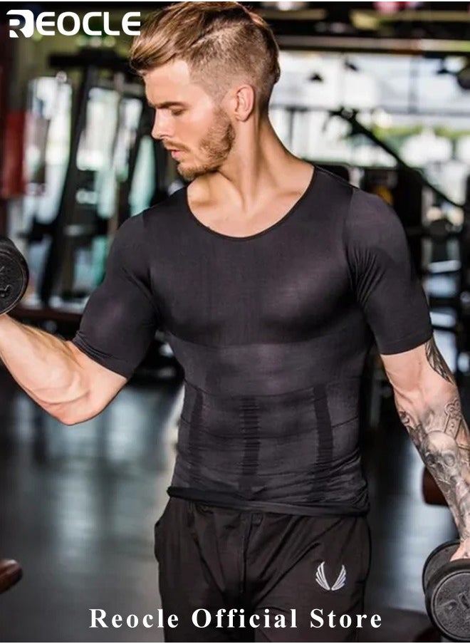 REOCLE - Men's Shaper Compression Shirt Undershirt Slimming Tank Top Workout Vest Abdomen Slim Body Shaper Athletic Compression Shirts - Image 1
