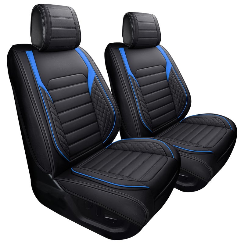 YIERTAI F150 Seat Covers Compatible with 20092025 Ford F150 20172025 F250 F350 F450 Crew Cab Supercab XLT Super Duty Lariat Supercrew Platinum Raptor King Ranch2 PCS FrontBlackBlue