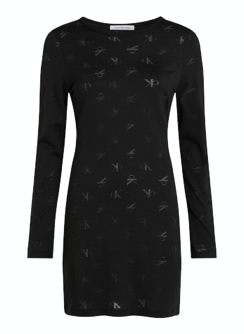 Calvin Klein Jeans Women's Long Sleeve Bodycon Dress - Cotton, Black  - Image 2