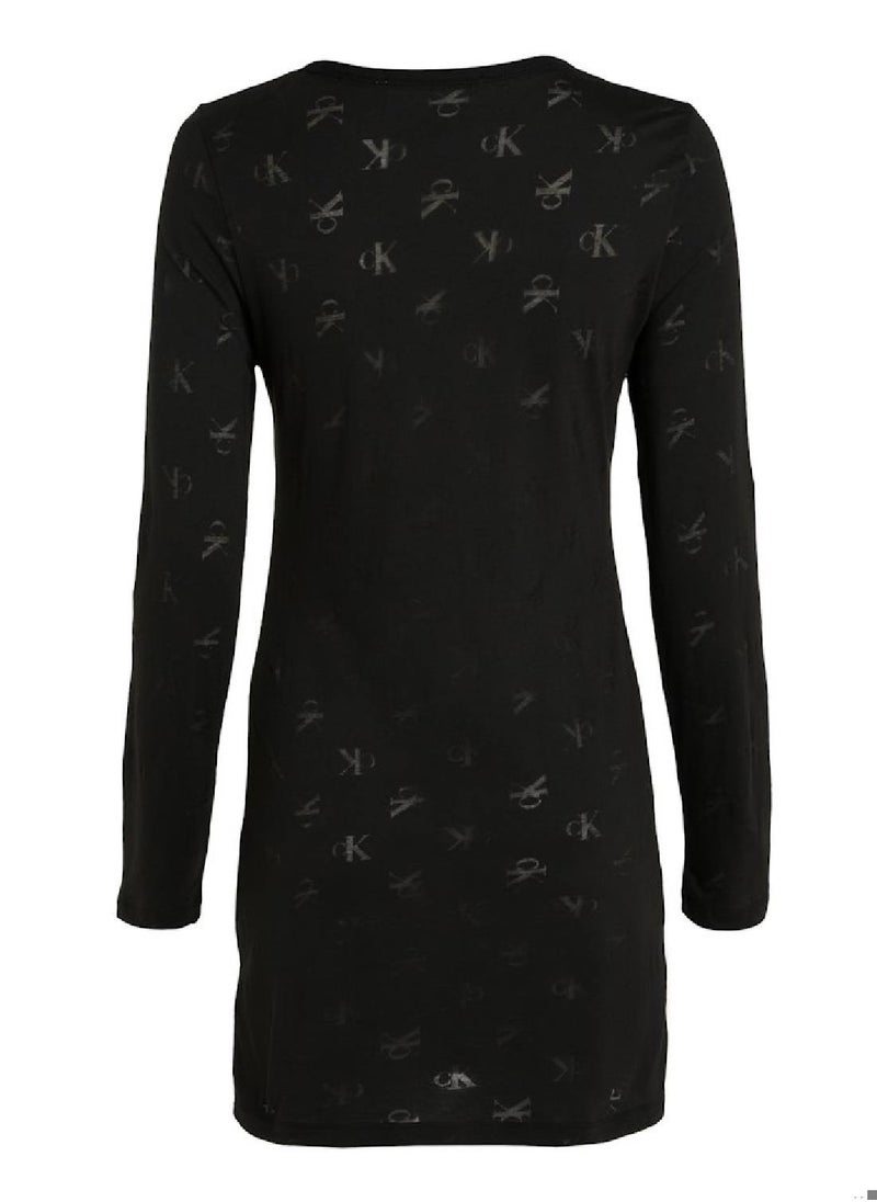 Calvin Klein Jeans Women's Long Sleeve Bodycon Dress - Cotton, Black  - Image 5