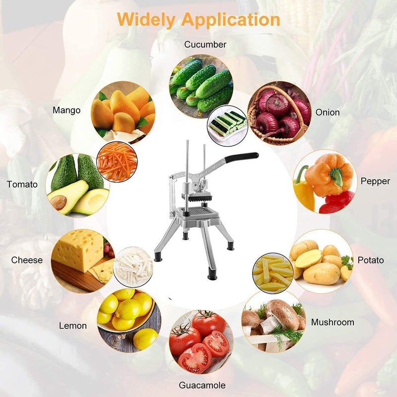 BotaBay Commercial Vegetable Fruit Chopper W/6-Wedge Slicer&1/4â€³&3/8â€³&1/2" Blade Professional Food Dicer French Fry Cutter Onion Slicer Stainless Steel For Tomato Peppers Potato Mushroom - Image 2