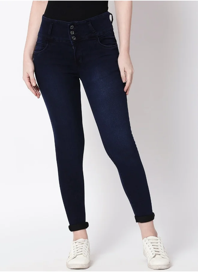 HIGH STAR Women Blue Slim Fit High-Rise Clean Look Stretchable Jeans