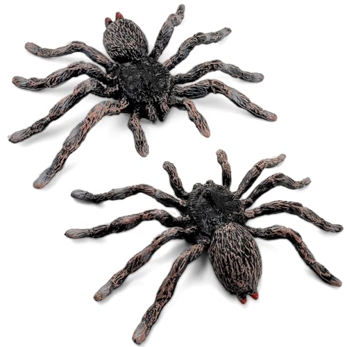Lukinuo Realistic Fake Spiders 2pcs Plastic Spider Figures Tarantula Toys Figurines Spider Cake Toppers Halloween Prank Props Party Decoration - Image 1