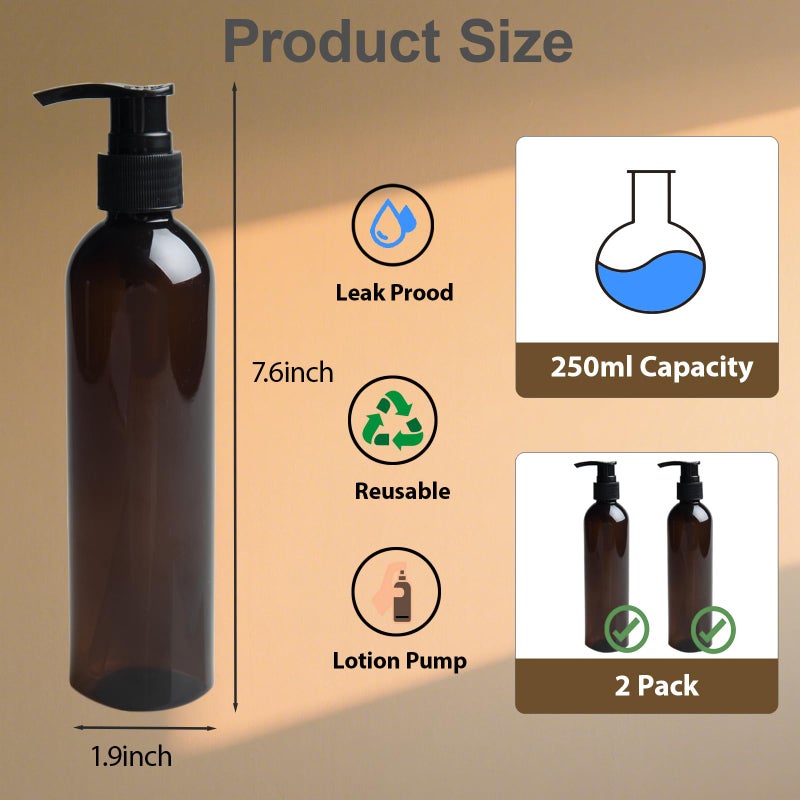 Dukrouk Body Oil Container,Body Oil Dispenser with Lotion Pump,Leak-Proof and BPA-Free Plastic,2PCS - Image 2