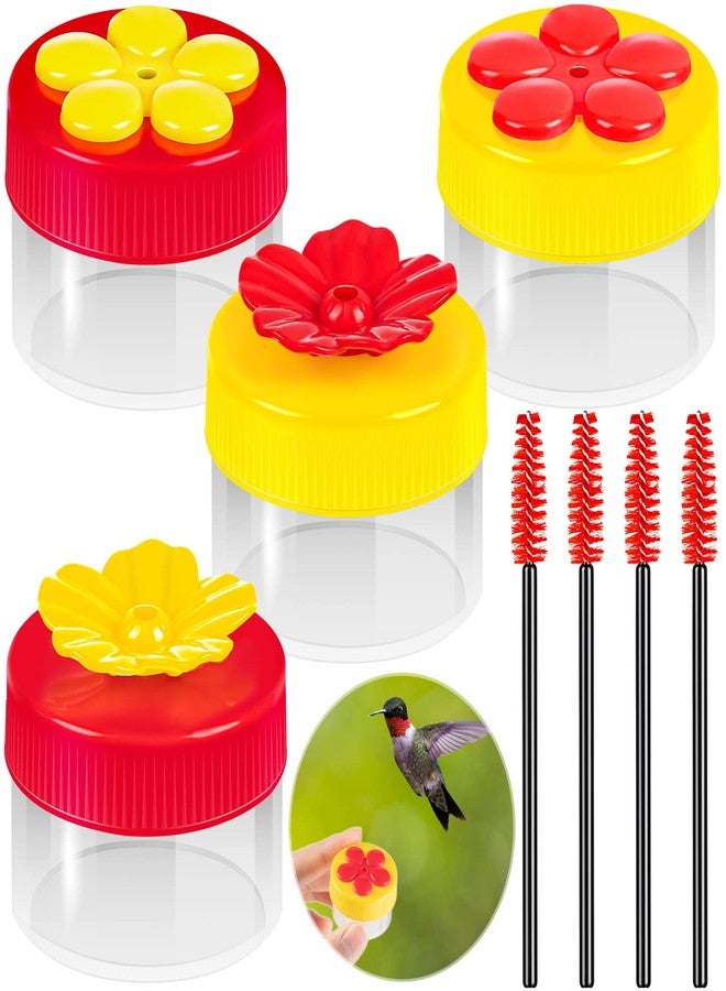 ZHBDMGK Hand Hummingbird Feeder, 4Pcs Mini Flower Hand held Hummingbird Feeder with 4Pcs Cleaning Brush, Window Humming Wild Bird Feeders for Outdoor Supplies - Image 1