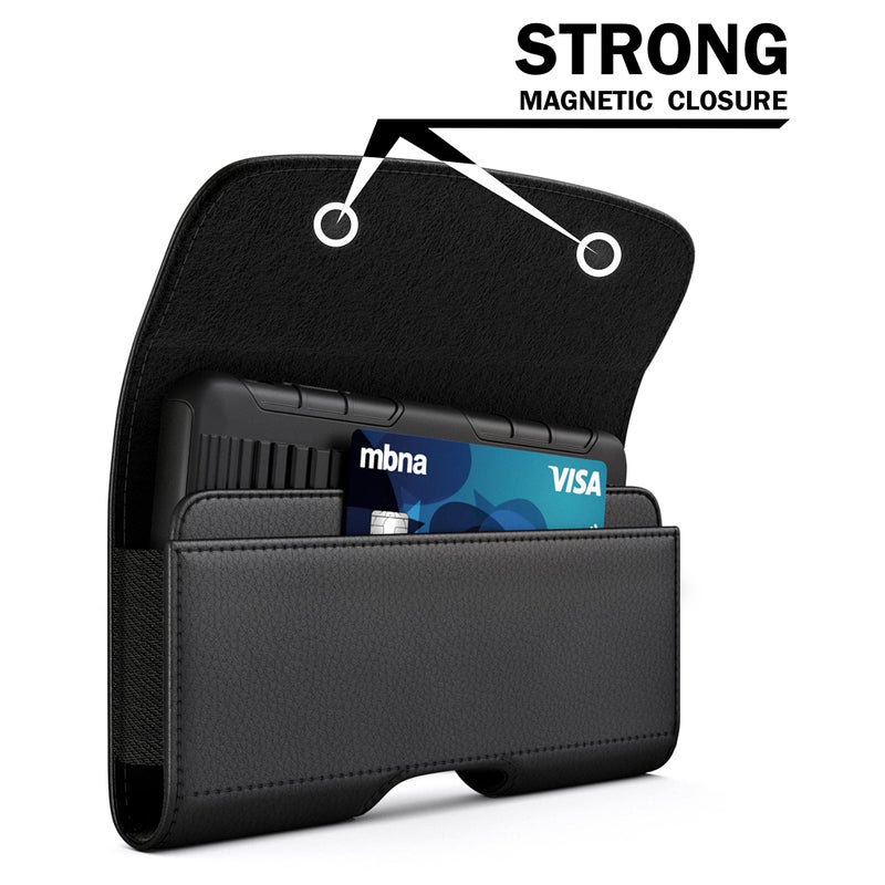 PiTau Holster for Samsung Galaxy Ultra S25 S24 S23 S22 S21 S20 A73 A54 A53, Phone Belt Clip Holder Case for Google Pixel Pro XL 9 8 7 6 4 3, Men's Big Cellphone ID Card Carrying Pouch, Black X-Large - Image 3