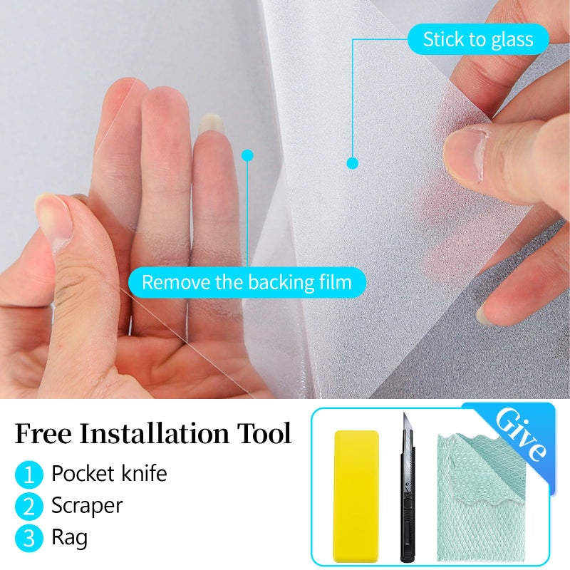 Niviy Frosted Glass Window Privacy Film Decorative, Static Cling Bathroom Window Frosting Film Day and Night Windows Cling Home Glass Door Cover, 17.5 inch x 78.7 inch - Image 5