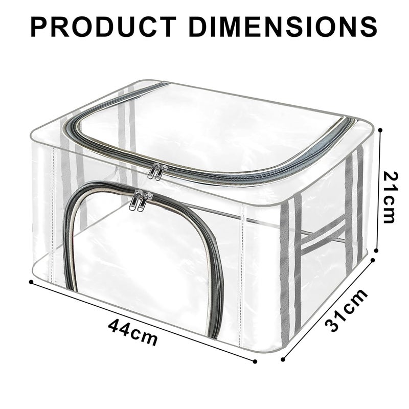 TULMAN 2Pack PVC Transparent Storage Box for Clothes Saree Blanket MoistureProof Wardrobe Organizer with Carry Handle for Closet Bedroom Underbed Storage - Image 2