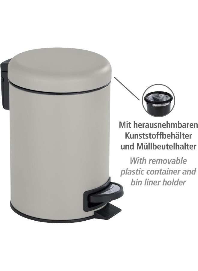 Wenko - Wenko Leman Series Pedal Bin, Grey: Foot Pedal Operation, Removable Inner Bucket, Bathroom or Kitchen Bin- 3 Liter - Image 1