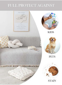 LEOKOR 3 Seat Oversized Chenille Durable Sofa Slipcovers Pets Protector Furniture Covers Soft Four Seasons Universal Couch Covers Tassel Sofa Cover 180*300 CM  - Image 3