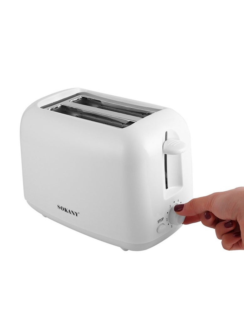 sokany - 700W 2 Wides Slot Slice Breakfast Bread Toaster, Electric Sandwich Breakfast Bread Maker Kitchen Bread Heating Machine for Family Daily Use at Home, Adjustable 6 Browning Control, HJT-022 (White) - Image 1