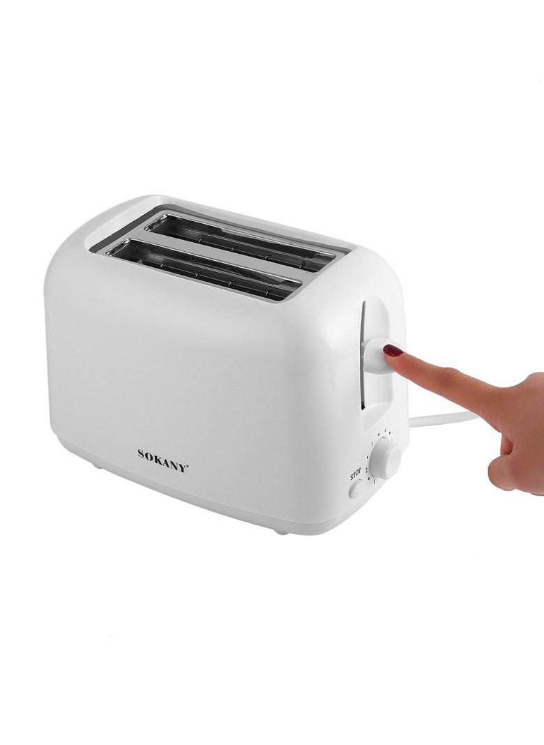sokany - 700W 2 Wides Slot Slice Breakfast Bread Toaster, Electric Sandwich Breakfast Bread Maker Kitchen Bread Heating Machine for Family Daily Use at Home, Adjustable 6 Browning Control, HJT-022 (White) - Image 1