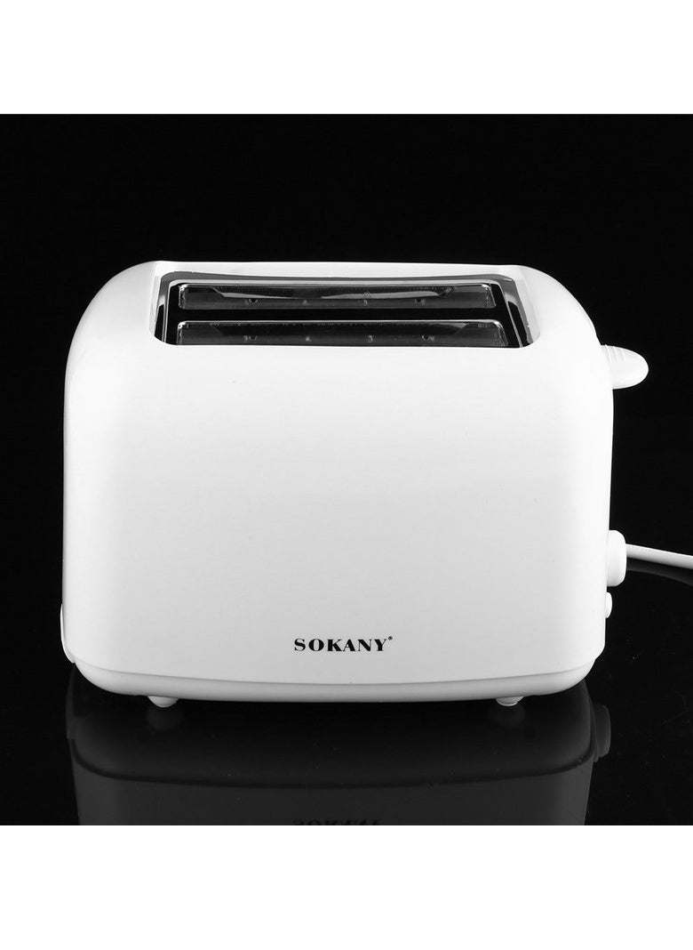 sokany - 700W 2 Wides Slot Slice Breakfast Bread Toaster, Electric Sandwich Breakfast Bread Maker Kitchen Bread Heating Machine for Family Daily Use at Home, Adjustable 6 Browning Control, HJT-022 (White) - Image 1