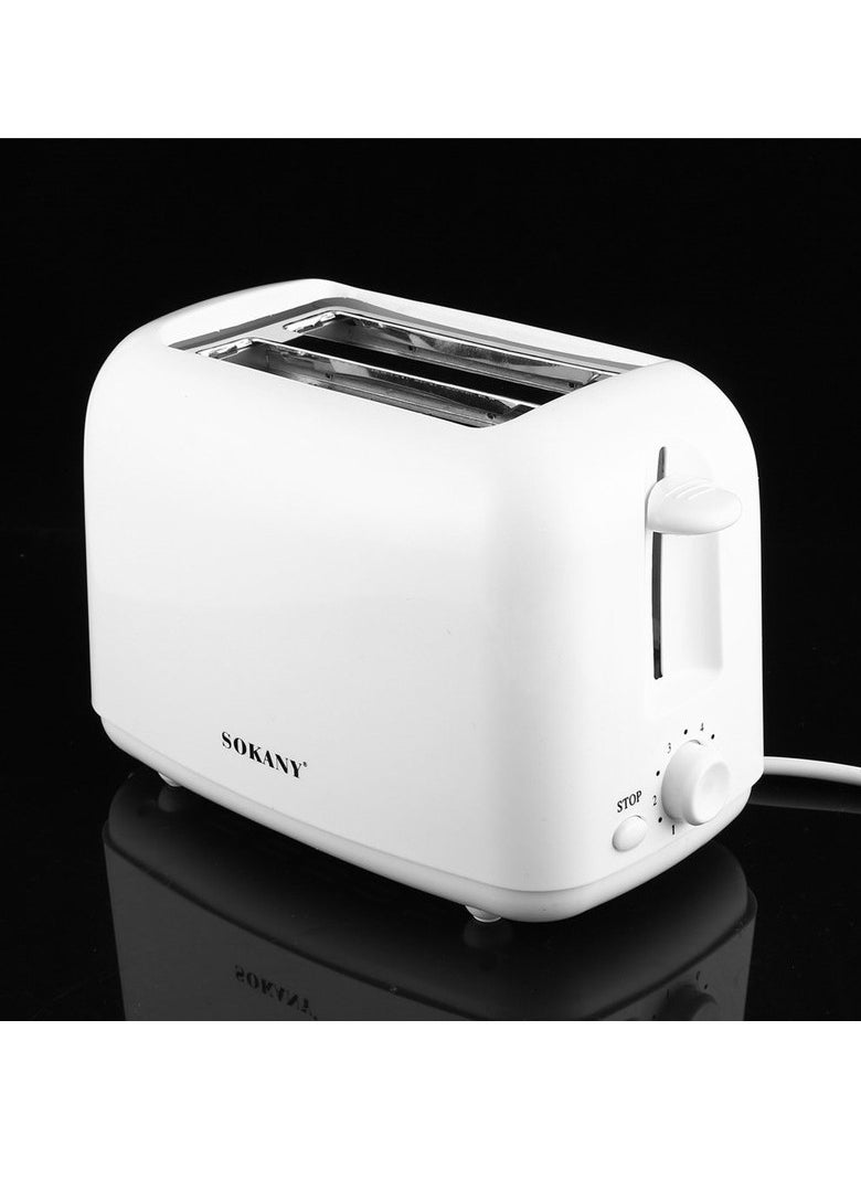 sokany - 700W 2 Wides Slot Slice Breakfast Bread Toaster, Electric Sandwich Breakfast Bread Maker Kitchen Bread Heating Machine for Family Daily Use at Home, Adjustable 6 Browning Control, HJT-022 (White) - Image 1