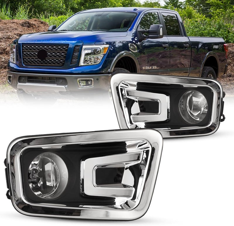 AUTOFREE Fog Lights for 2017-2018 Titan & 2016-2019 Titan XD with H11 Bulbs - Clear Lens - Image 1