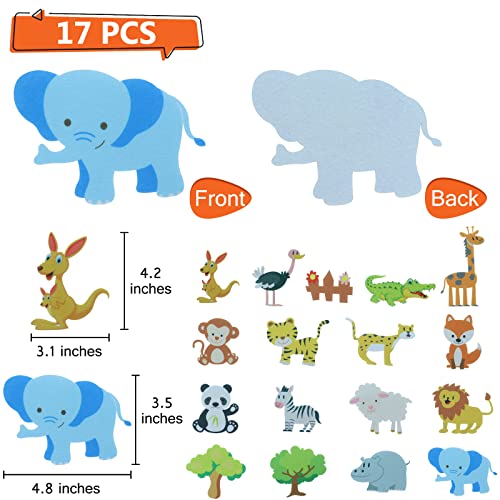 BXI 17 Pcs Zoo Animals Felt Board Story Pieces Set for Toddlers Preschool Kindergarten Precut Felt Jungle Animals Figures for Preschool Crafts Activity Early Learning Storytelling - Image 5