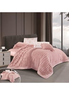 RedRose Elaf Velvet Striped Double Winter Bedspread 7 Pieces Set 