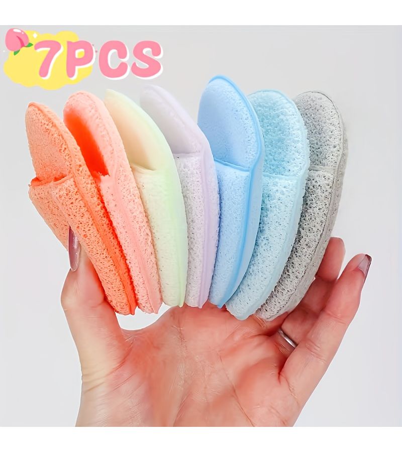7 Pcs Mixed Color Pack Deep Cleansing Exfoliating Facial Sponges Reusable Hydrophilic Pu Material For Normal Skin Types Beauty Skincare - Image 1