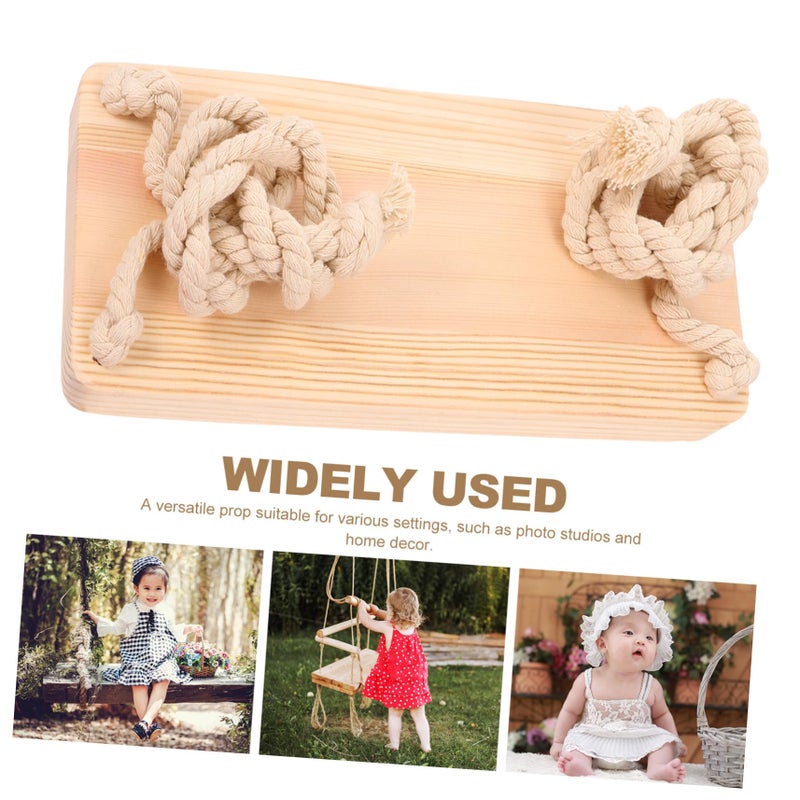 Brown Wooden Swing Chair For Baby Photography And Home Decor Nursery Prop - Image 5