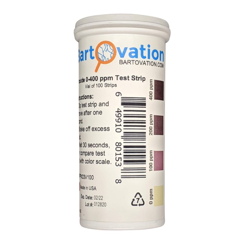 Bartovation Hydrogen Peroxide H2O2 Test Strips, 0-400 ppm [Vial of 100 Strips] - Image 5
