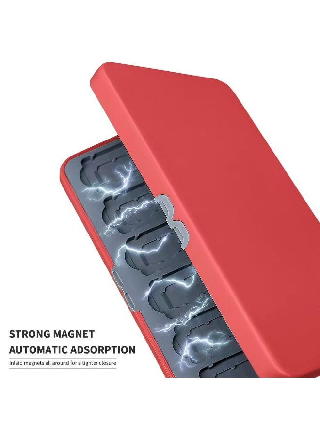 Switch Game Card Case for Switch 2 & OLED & Lite,Portable Memory Storage Holder with 24 Game Card Slots and 24 Micro SD Cards Slots for Easy carrying- Red - Image 2