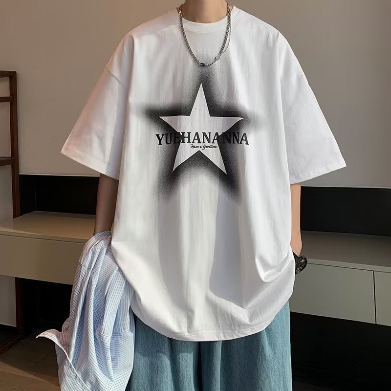 Hong Kong Style Casual Fashionable Urban T-Shirt Men's New Style Daily Fashion Brand Summer Round Neck Half Sleeve Fashionable Standard - Image 4