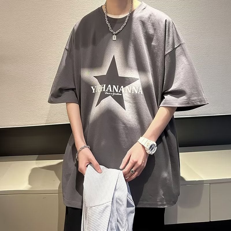 Hong Kong Style Casual Fashionable Urban T-Shirt Men's New Style Daily Fashion Brand Summer Round Neck Half Sleeve Fashionable Standard - Image 3