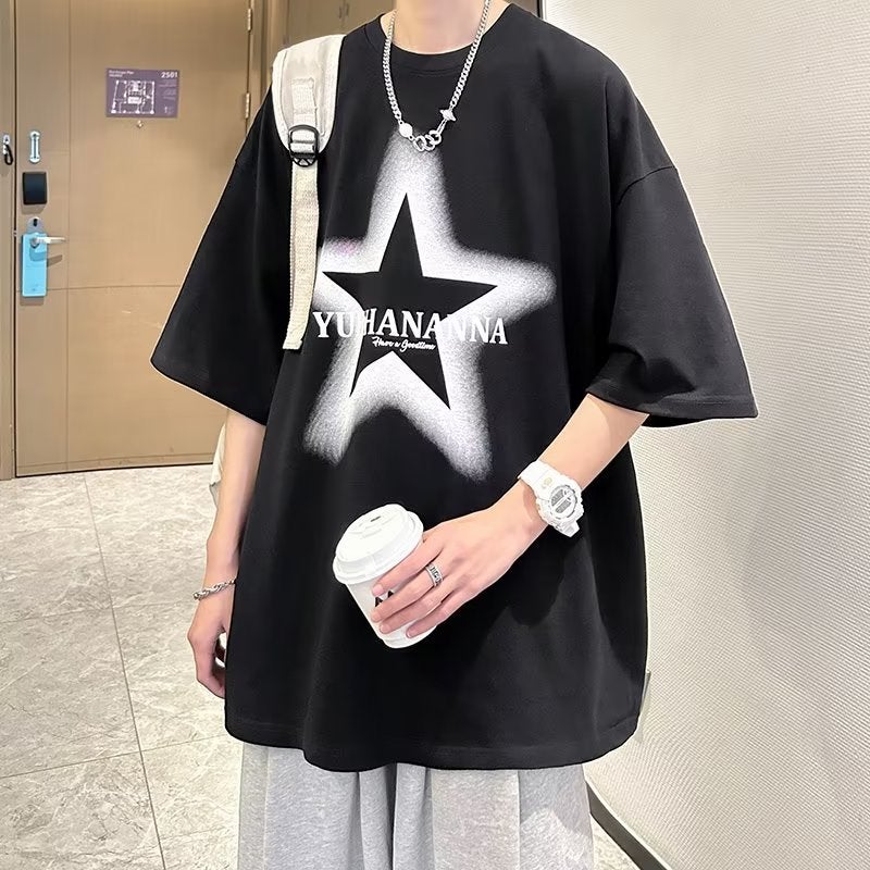 Hong Kong Style Casual Fashionable Urban T-Shirt Men's New Style Daily Fashion Brand Summer Round Neck Half Sleeve Fashionable Standard - Image 5