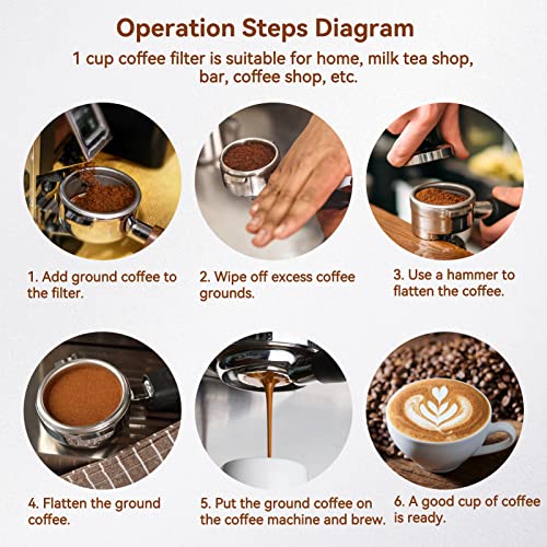 Agatige 51mm 2 Cups Portafilter Filter Basket, Stainless Steel Pressurized Mesh Coffee Filters Bottomless Portafilter Coffee Machines Accessories for Semi-Automatic Coffee Machine Series(2 Cup) - Image 3