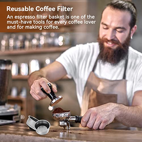 Agatige 51mm 2 Cups Portafilter Filter Basket, Stainless Steel Pressurized Mesh Coffee Filters Bottomless Portafilter Coffee Machines Accessories for Semi-Automatic Coffee Machine Series(2 Cup) - Image 2