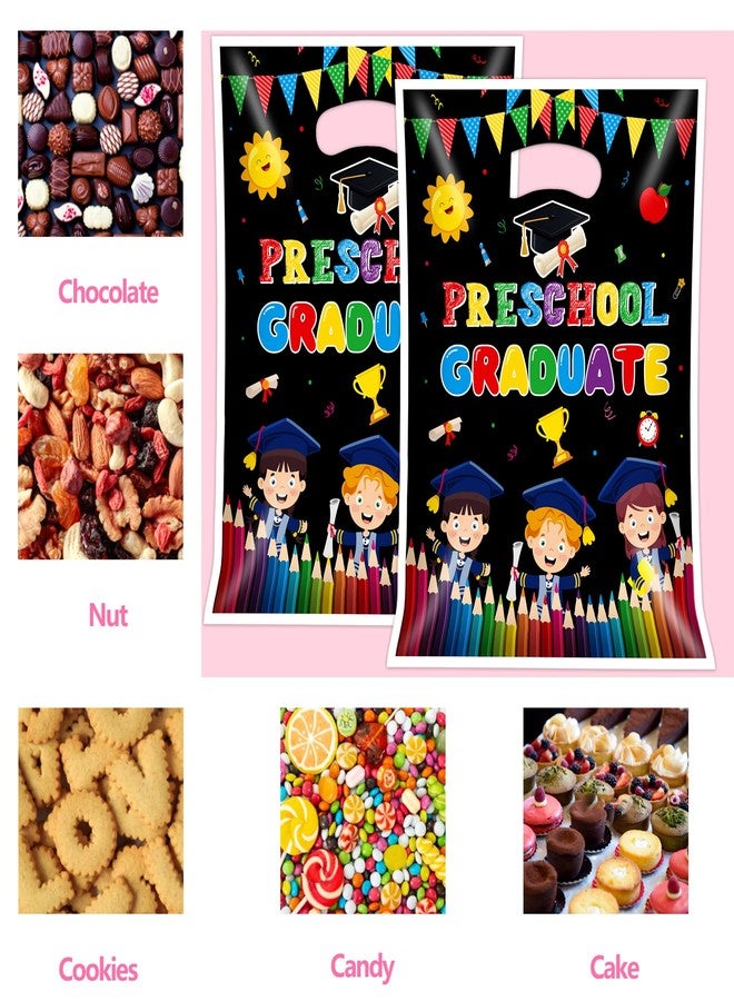 FUULOXE 100 Pcs Preschool Graduation Gift Bags with Handles,Plastic Party Favor Bags for Preschool, Class of 2026 Kids Graduation Supplies - Image 3