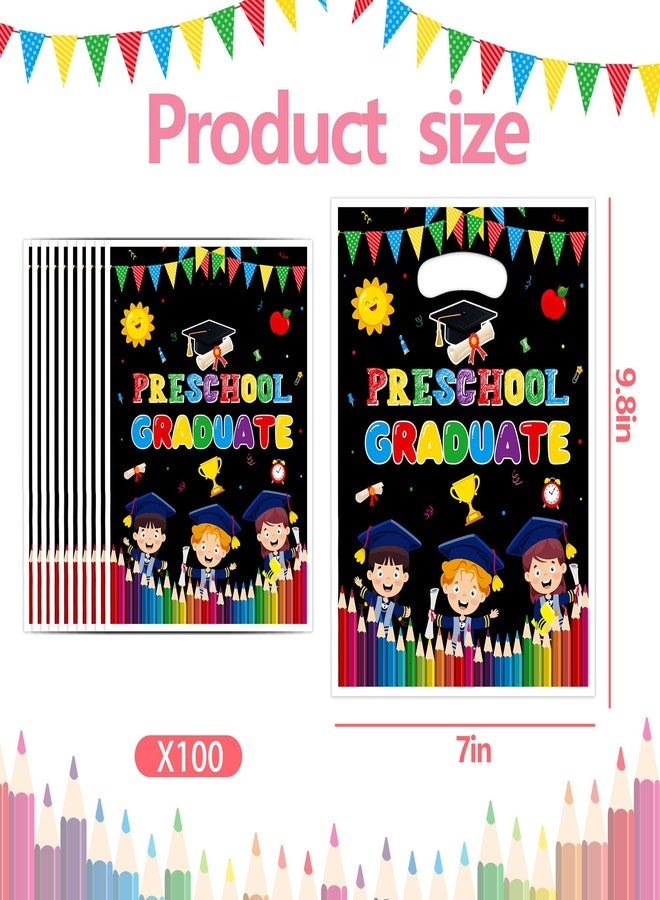 FUULOXE 100 Pcs Preschool Graduation Gift Bags with Handles,Plastic Party Favor Bags for Preschool, Class of 2026 Kids Graduation Supplies - Image 2