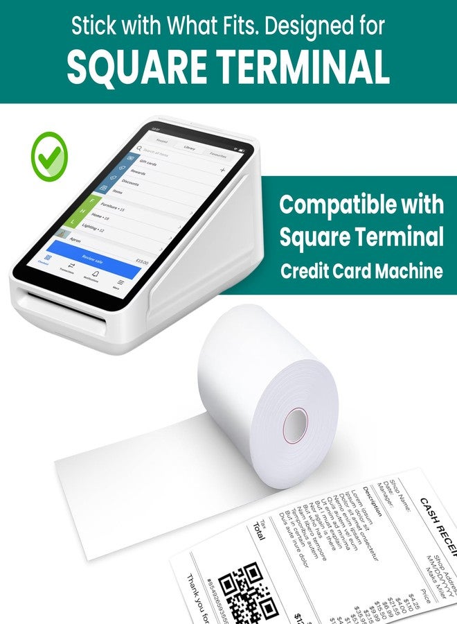 ReceiptPaperPro 2 1/4” x 60 ft Coreless Thermal Paper Receipt Rolls for Square Terminal, 20 Rolls - Image 3