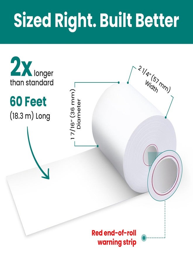 ReceiptPaperPro 2 1/4” x 60 ft Coreless Thermal Paper Receipt Rolls for Square Terminal, 20 Rolls - Image 2