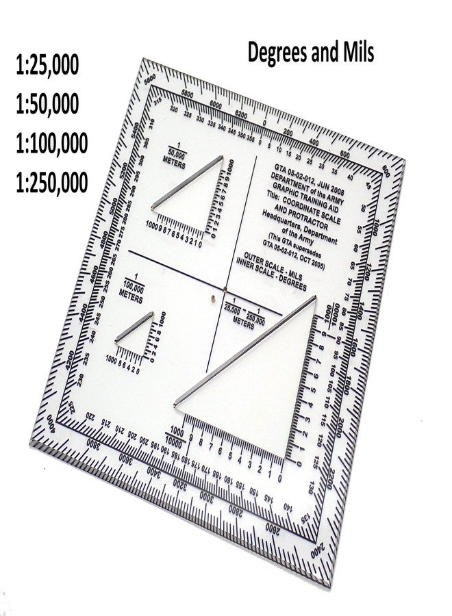 MTT PL Military Map Protractor — US Army GTA 05-02-012 Coordinate Scale | Land Navigation | Degrees & Mils | 1:25,000–1:100,000 | PETG | Made in Australia - Image 4