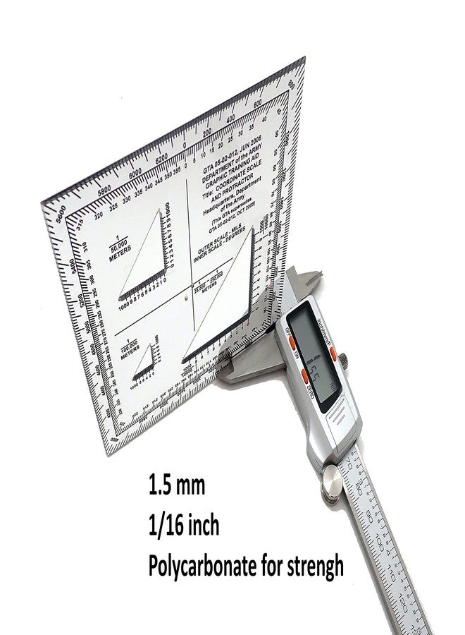 MTT PL Military Map Protractor — US Army GTA 05-02-012 Coordinate Scale | Land Navigation | Degrees & Mils | 1:25,000–1:100,000 | PETG | Made in Australia - Image 5