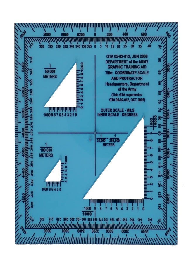 MTT PL Military Map Protractor — US Army GTA 05-02-012 Coordinate Scale | Land Navigation | Degrees & Mils | 1:25,000–1:100,000 | PETG | Made in Australia - Image 1