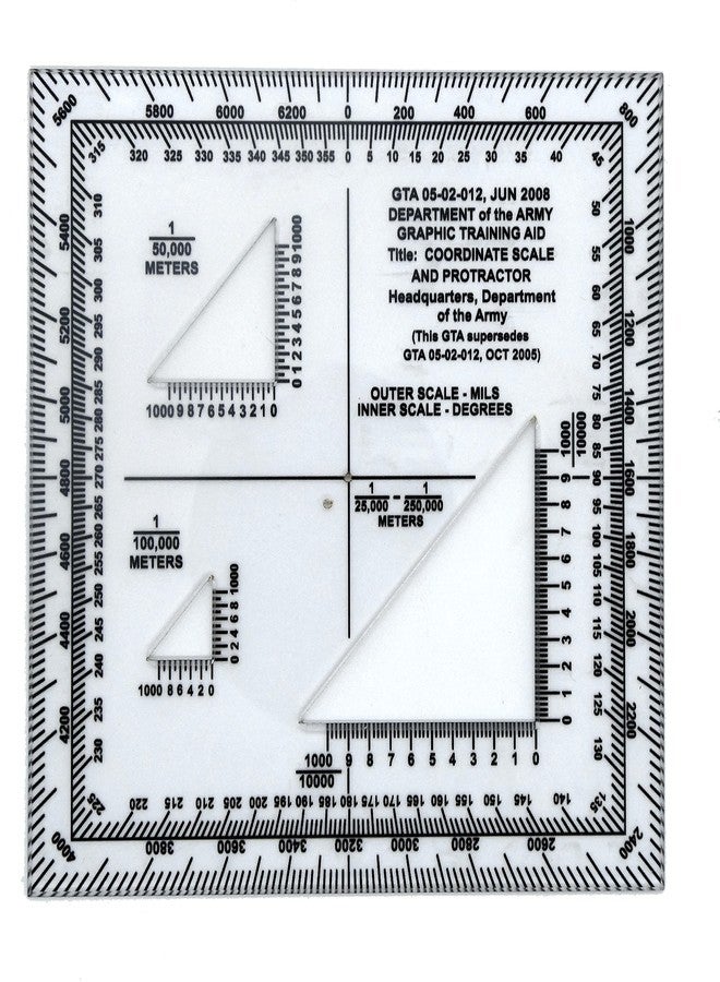 MTT PL Military Map Protractor — US Army GTA 05-02-012 Coordinate Scale | Land Navigation | Degrees & Mils | 1:25,000–1:100,000 | PETG | Made in Australia - Image 2
