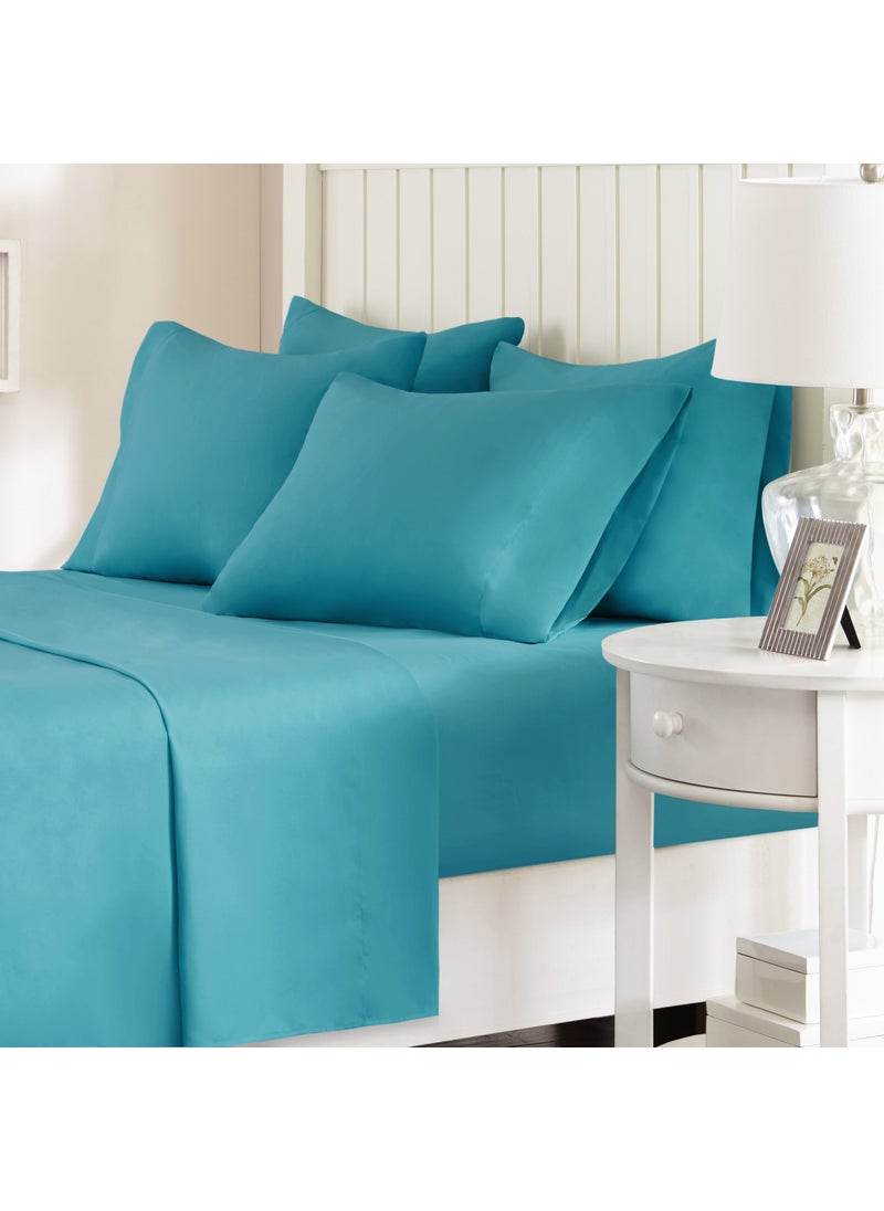 Comfort Spaces Comfort Spaces Microfiber Set 14 Deep Pocket Wrinkle Resistant All Around ElasticYearRound Cozy Bedding Sheet Matching Pillow Cases Queen Teal CS200130 