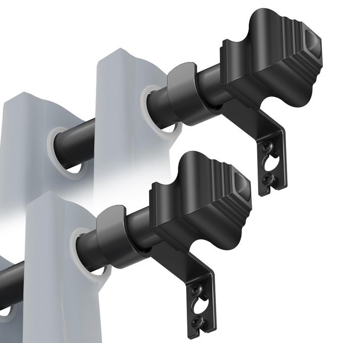 Curtain Rods for Windows 2 Pack 3246 inch 58 inch Matte Black Curtain Rod with Brackets Adjustable by Splicing for Bedroom Kitchen Study Living Room32 or 48