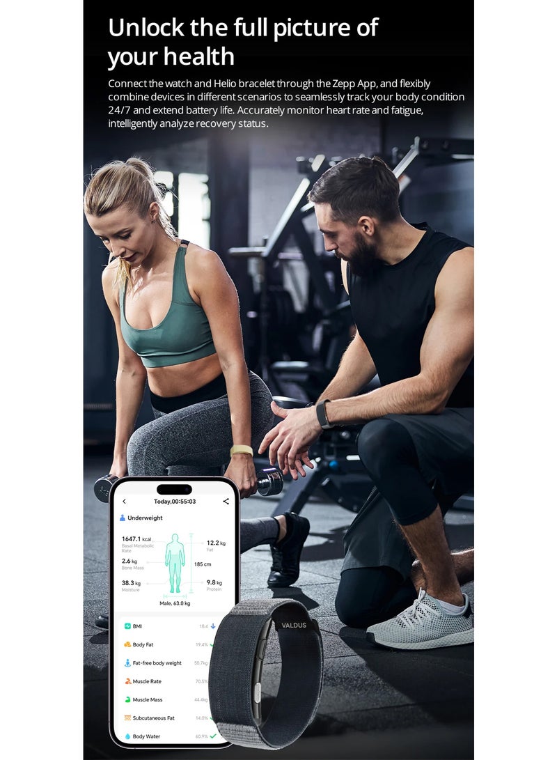 VALDUS VITRO Smart Health Tracking Bracelet with ECG, Non-Invasive Glucose Trend Monitoring Sleep Analysis, Activity Tracking & Long Battery Life Compatible With Android and iOS Designed for Ladies and Gents Black - Image 5