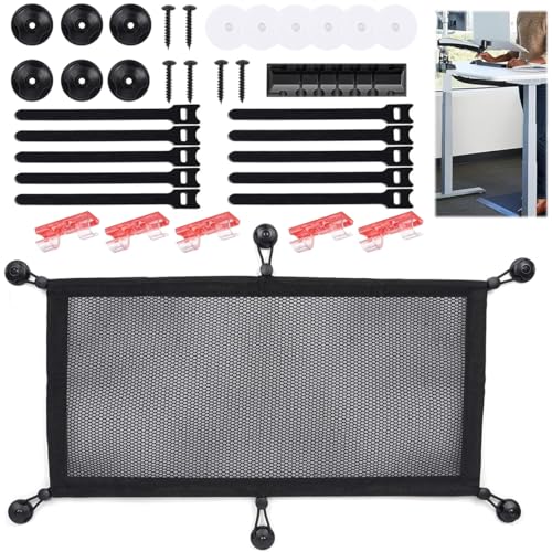 Serplex® Under Desk Cable Management Nylon Mesh Organizer 20x10 Inch, Flexible Under Desk Mesh Cable Management Kit for Office Home Study, Easy Install Storage for Wires, Cords & Accessories - Image 1
