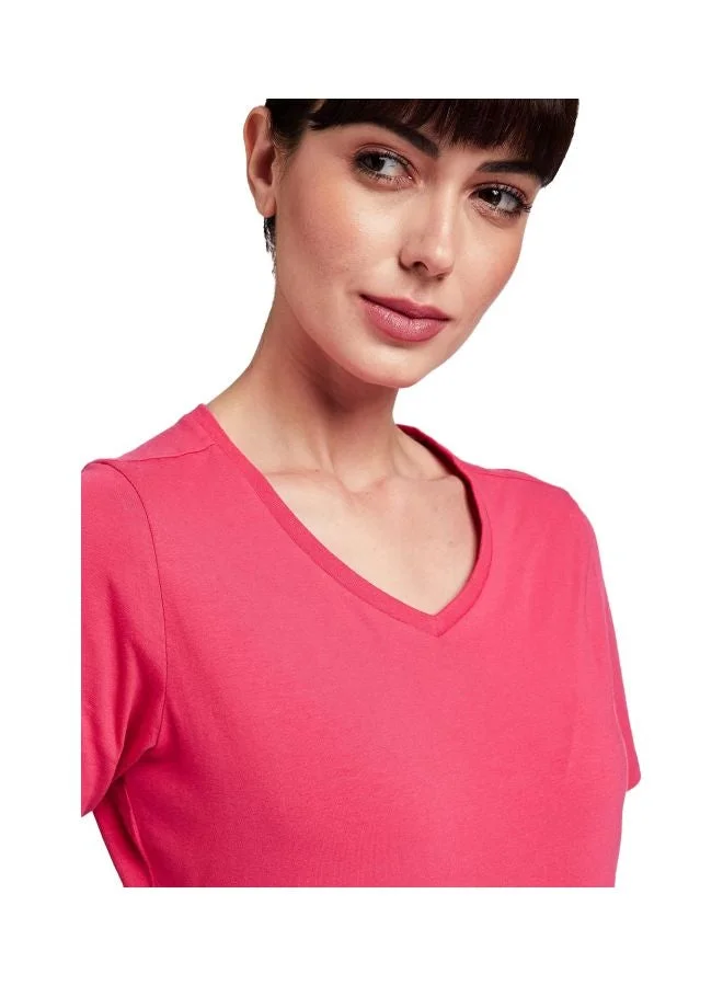 Jockey RUBY 1359 Women Super Combed Cotton Elastane Stretch Regular Fit Solid V Neck Half Sleeve T Shirt for Women | Best Price UAE